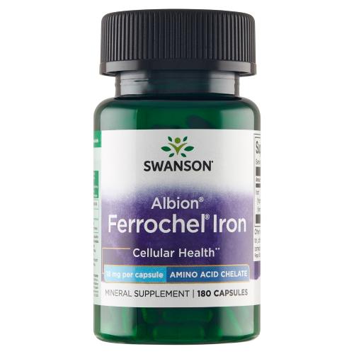Miniaturka artykułu - SWANSON Albion Chelat Żelaza Ferrochel 18 mg - 180 kapsułek 