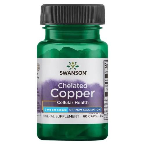 Miniaturka artykułu - SWANSON Albion Chelated Copper Chelat miedzi 2mg - 60 kapsułek 