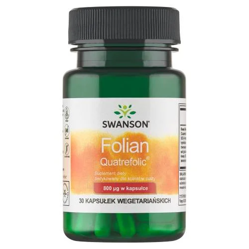 Miniaturka artykułu - SWANSON Folian Quatrefolic 800mcg, 30 kapsułek wegetariańskich