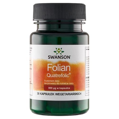 Miniaturka artykułu - SWANSON Folian Quatrefolic 800mcg, 30 kapsułek wegetariańskich
