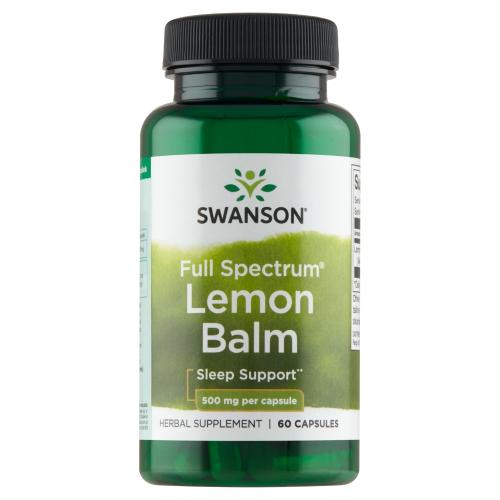 Miniaturka artykułu - SWANSON FS Lemon Balm 500mg - 60 kapsułek