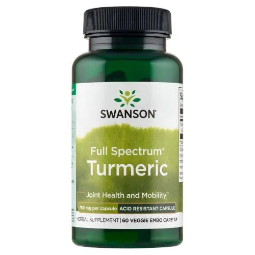 Miniaturka artykułu - SWANSON FS Turmeric op&oacute;źnione uwalnianie 750mg, 60 kapsułek wegetariańskich