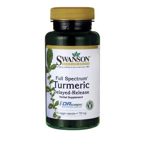 Miniaturka artykułu - SWANSON FS Turmeric op&oacute;źnione uwalnianie 750mg, 60 kapsułek wegetariańskich