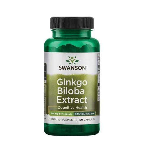 Miniaturka artykułu - SWANSON Ginkgo Biloba ekstrakt 60mg, 120 kapsułek