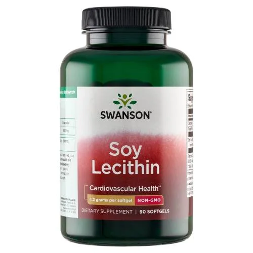 Miniaturka artykułu - SWANSON Lecithin NON GMO Lecytyna bez GMO 1200mg - 90 kapsułek