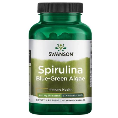 Miniaturka artykułu - SWANSON Spirulina standaryzowana 500mg, 90 kapsułek wegetariańskich