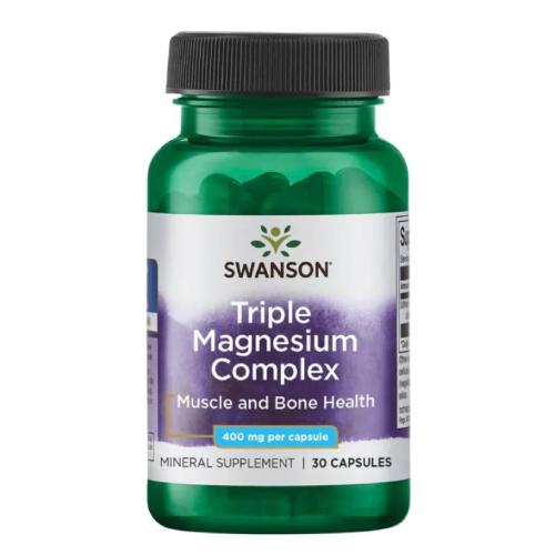 Miniaturka artykułu - SWANSON Triple Magnesium complex Kompleks trzech form magnezu 400 mg, 30 kapsułek 