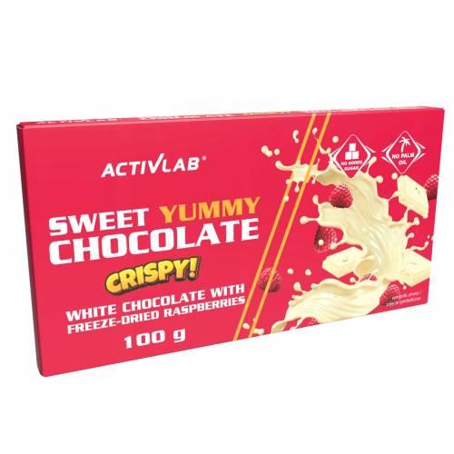 Miniaturka artykułu - ACTIVLAB Crispy Czekolada biała z liofilizowanymi malinami, 100g