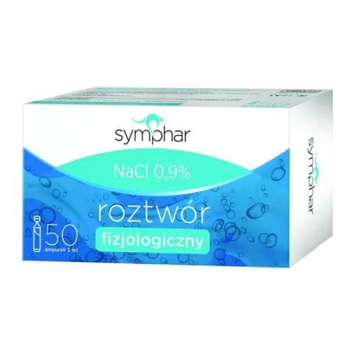 Miniaturka artykułu - Symphar NaCl 0,9% S&oacute;l fizjologiczna inhalacje, higiena nosa, oczu, uszu, przemywanie ran, 50 ampułek x 5 ml
