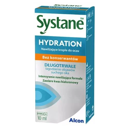 Miniaturka artykułu - Systane Hydration Nawilżające krople do oczu bez konserwant&oacute;w, 10 ml - łagodzą objawy suchego oka