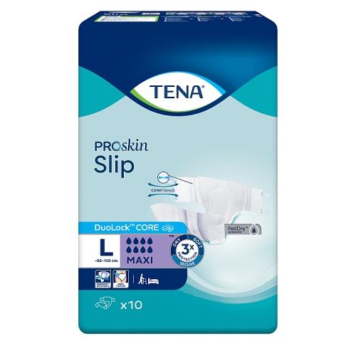 Miniaturka artykułu - Tena ProSkin Slip Pieluchomajtki z rzepami Maxi L, 10 szt.