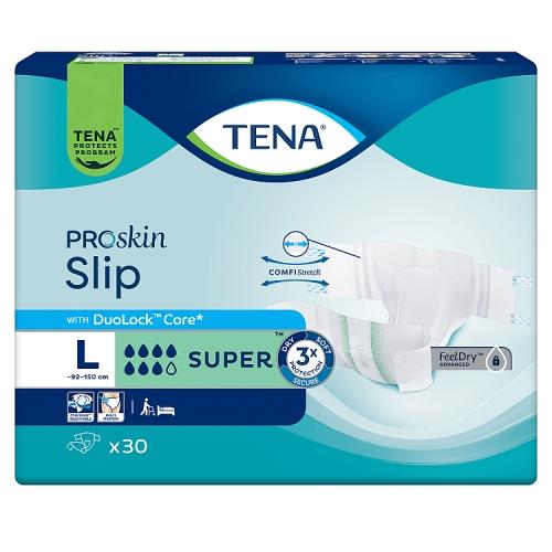 Miniaturka artykułu - Tena ProSkin Slip Pieluchomajtki z rzepami Super L, 30 szt.