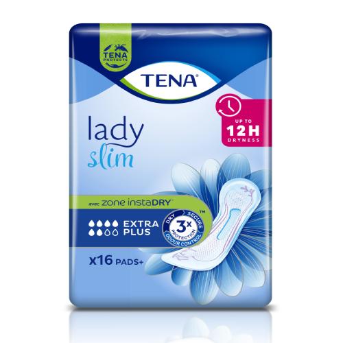 Miniaturka artykułu - TENA SLIM EXTRA PLUS Wkładki anatomiczne do ochrony przy lekkim nietrzymaniu moczu, 16 szt.
