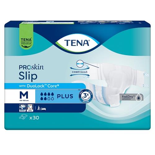Zdjęcie produktu - Tena ProSkin Slip Pieluchomajtki z rzepami Plus M, 30 szt.
