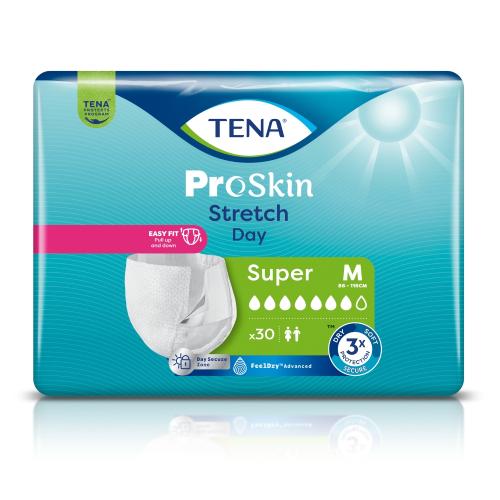 Miniaturka artykułu - Tena ProSkin Stretch Day Pieluchomajtki elastyczne Super M, 30 szt.