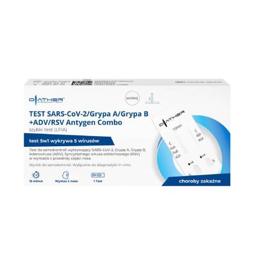 Miniaturka artykułu - Test Sars - Cov2/Grypa A/Grypa B+ADV/RSV Antygen Combo, 1 szt.