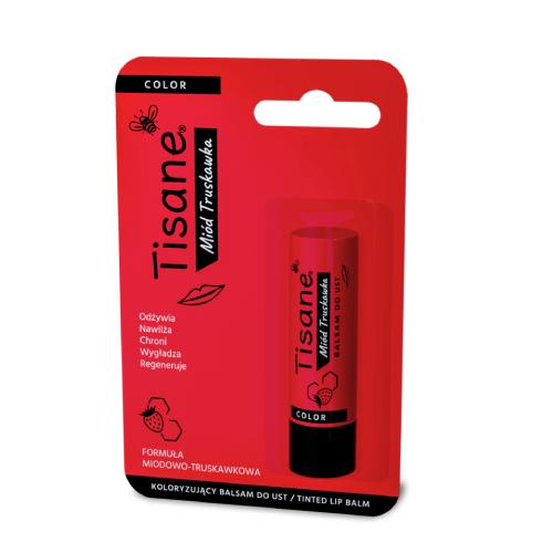 Miniaturka artykułu - Tisane Color Mi&oacute;d Truskawka Koloryzujący balsam do ust, 5,1 g