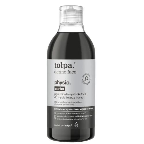 Miniaturka artykułu - TOŁPA DERMO FACE Physio Carbo Płyn micelarny-tonik 2w1 do mycia twarzy i oczu, 400ml