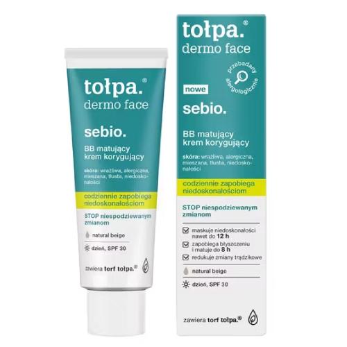 Miniaturka artykułu - TOŁPA sebio, BB matujący krem korygujący, SPF 30, 40ml