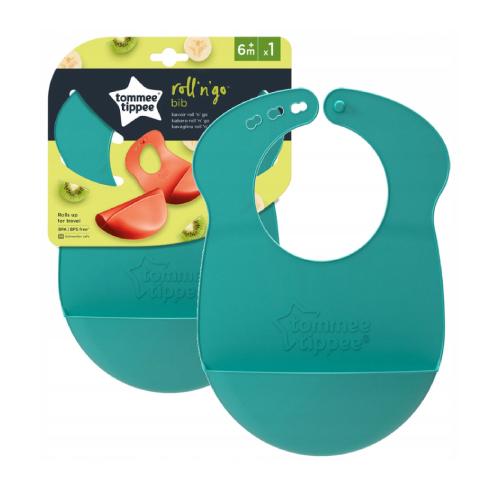 Tommee Tippee Śliniak zwijany Roll'n'Go, 1szt. turkusowy
