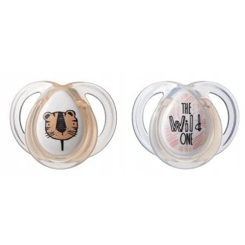 Miniaturka artykułu - Tommee Tippee Smoczek ANY TIME 0-6m przezroczysty/pomarańczowy, 2szt.