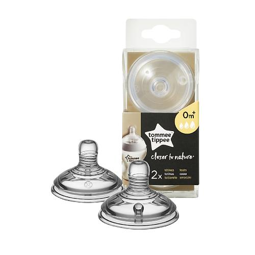 Miniaturka artykułu - Tommee Tippee Smoczek silikonowy 0m+ wieloprzepływowy, 2szt.