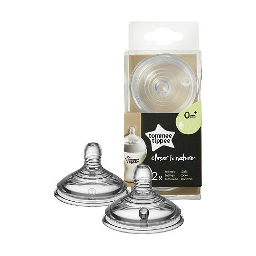 Miniaturka artykułu - Tommee Tippee Smoczek silikonowy do butelki, 2szt. 0+ wolny przepływ