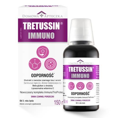 Miniaturka artykułu - DOMOWA APTECZKA Tretussin Immuno o smaku czarnej porzeczki, 150ml