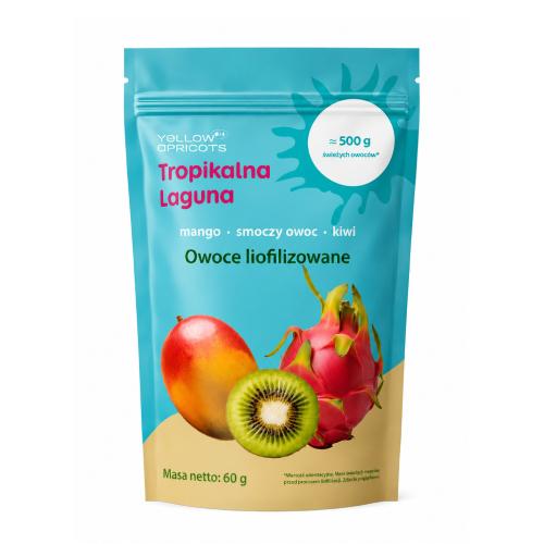 Miniaturka artykułu - Tropikalna Laguna Owoce liofilizowane mango, smoczy owoc, kiwi, 60 g