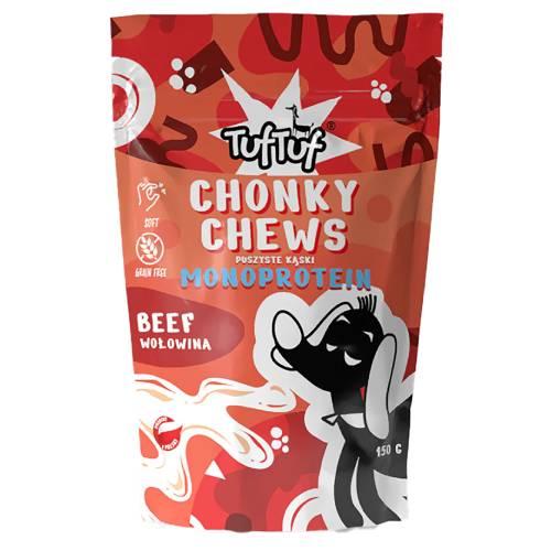 Miniaturka artykułu - TufTuf Chonky Chews Przysmak dla psa puszyste kąski wołowina, 150 g
