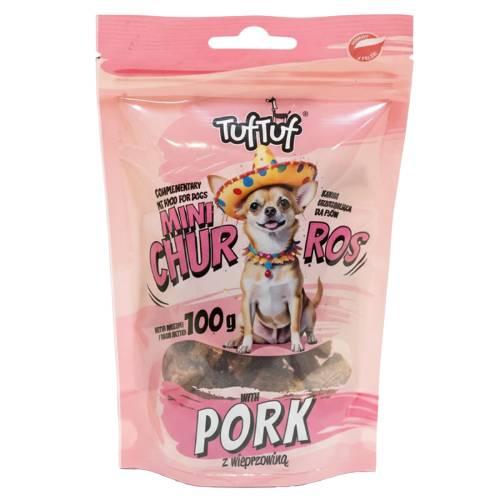 Miniaturka artykułu - TufTuf Przysmak dla psa Mini Churros wieprzowina (dorosły/szczeniak), 100 g
