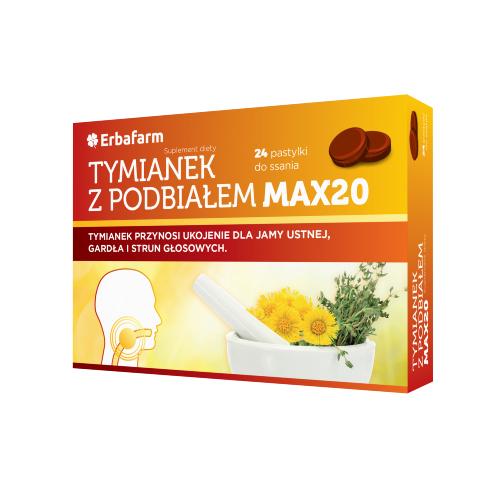 Miniaturka artykułu - Tymianek z Podbiałem Max20, 24 pastylki do ssania
