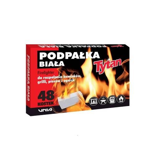Miniaturka artykułu - Tytan Podpałka biała do rozpalania kominka grilla i pieca, 48 szt.