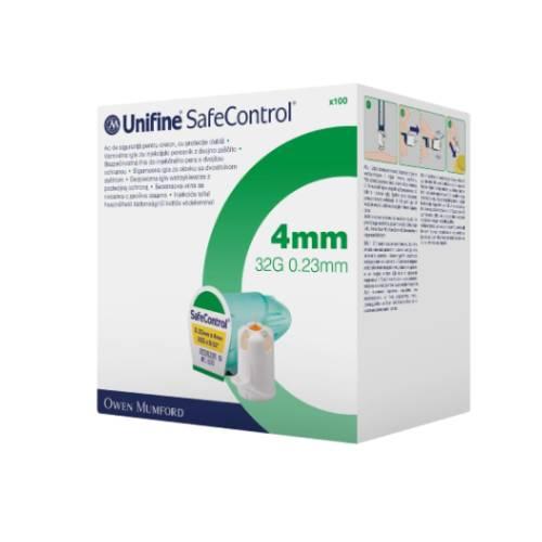 Zdjęcie produktu - Unifine SafeControl 4 mm 32G 0.23 mm Bezpieczna igła do wstrzykiwacza z podw&oacute;jną ochroną, 100 szt.