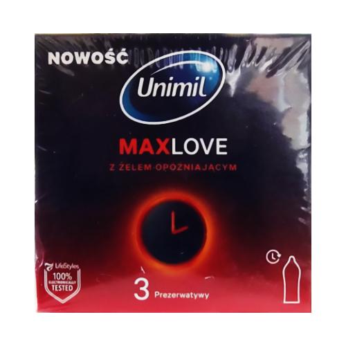 Miniaturka artykułu - UNIMIL MaxLove Prezerwatywy z żelem op&oacute;źniającym, 3 szt.