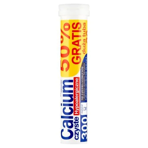 Miniaturka artykułu - UNIPHAR Calcium 300 Hypoalergiczne, 20 tabletek musujących