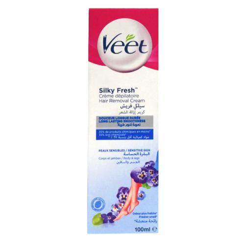 Miniaturka artykułu - VEET Silky Fresh Krem do depilacji sk&oacute;ry wrażliwej, 100ml