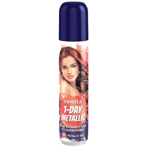 Miniaturka artykułu - VENITA 1-Day Metallic Koloryzujący spray do włos&oacute;w M2 Metallic Red, 50ml