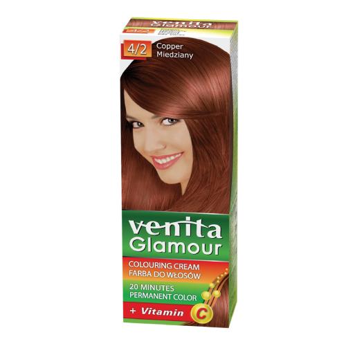 Miniaturka artykułu - VENITA GLAMOUR Farba do włos&oacute;w, 4/2 Miedziany