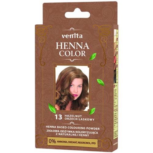 Miniaturka artykułu - VENITA Henna Color ziołowa odżywka koloryzująca z naturalnej henny 13 Orzech Laskowy, 25g