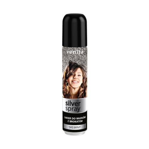 Miniaturka artykułu - Venita Lakier do włos&oacute;w z drobinkami Srebny, 75 ml