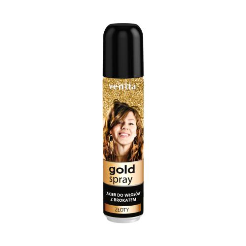 Miniaturka artykułu - Venita Lakier do włos&oacute;w z drobinkami Złoty, 75 ml