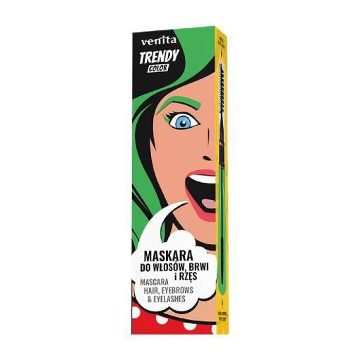 Miniaturka artykułu - Venita Trendy Color Maskara 3w1 do włos&oacute;w brwi i rzęs 37 Szmaragdowa zieleń, 13 g