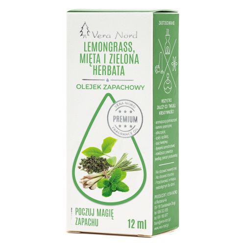 Miniaturka artykułu - Vera Nord Olejek zapachowy Lemongrass, mięta i zielona herbata, 12ml	