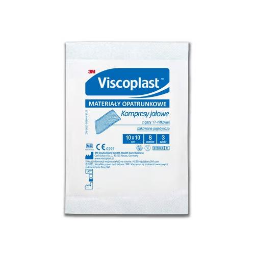 Miniaturka artykułu - VISCOPLAST Kompres gaza jałowa 10 x 10 cm - 3 sztuki 