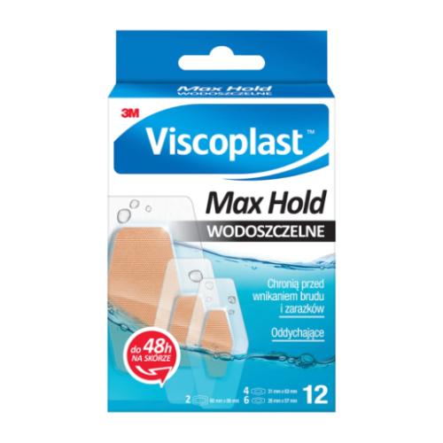 Miniaturka artykułu - VISCOPLAST Max Hold Plastry wodoszczelne, 12szt. - zabezpiecza ranę przed wodą, zanieczyszczeniami i drobnoustrojami