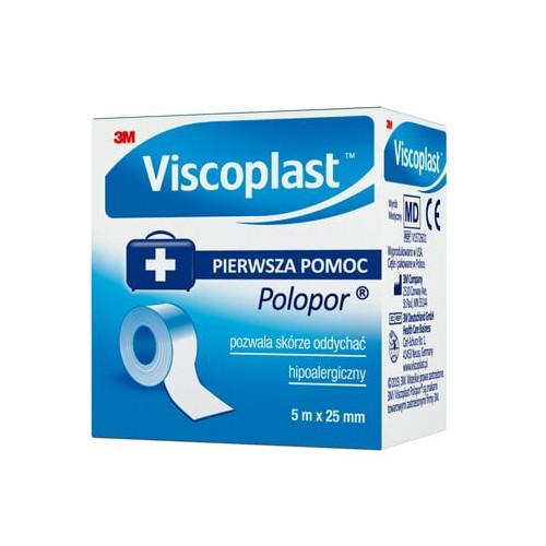Miniaturka artykułu - VISCOPLAST POLOPOR Przylepiec wł&oacute;kninowy 5 m x 25 mm, 1 sztuka