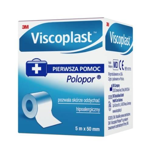 Miniaturka artykułu - VISCOPLAST POLOPOR Przylepiec wł&oacute;kninowy 5m x 50mm, 1 sztuka USZKODZONE TEKTUROWE OPAKOWANIE