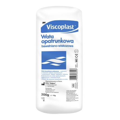Miniaturka artykułu - VISCOPLAST Wata opatrunkowa bawełniano-wiskozowa - 200 g 