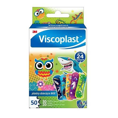 Miniaturka artykułu - Viscoplast Zestaw Plastry dziecięce mix 2 rozmiary, 50 szt.